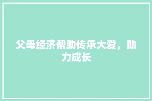 父母经济帮助传承大爱,助力成长 父母经济帮助传承大爱,助力成长