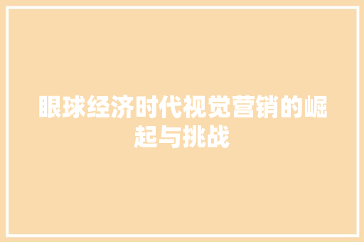 眼球经济时代视觉营销的崛起与挑战 眼球经济时代视觉营销的崛起与挑战