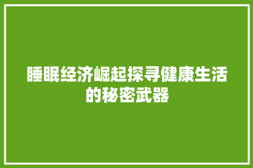 睡眠经济崛起探寻健康生活的秘密武器