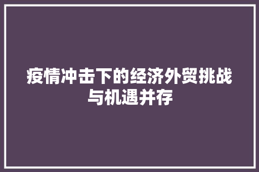 疫情冲击下的经济外贸挑战与机遇并存 疫情冲击下的经济外贸挑战与机遇并存