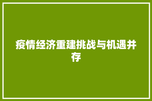 疫情经济重建挑战与机遇并存 疫情经济重建挑战与机遇并存