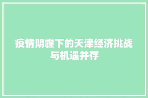 疫情阴霾下的天津经济挑战与机遇并存 疫情阴霾下的天津经济挑战与机遇并存