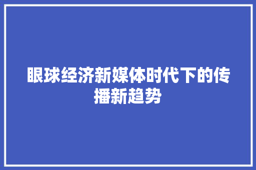 眼球经济新媒体时代下的传播新趋势 眼球经济新媒体时代下的传播新趋势