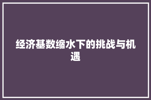 经济基数缩水下的挑战与机遇 经济基数缩水下的挑战与机遇