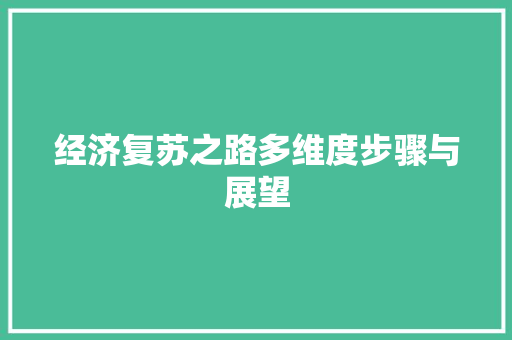 经济复苏之路多维度步骤与展望 经济复苏之路多维度步骤与展望