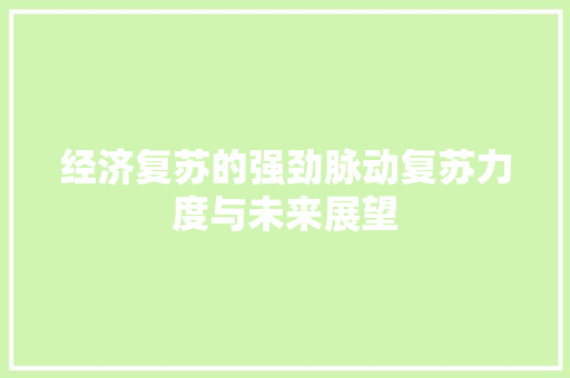 经济复苏的强劲脉动复苏力度与未来展望 经济复苏的强劲脉动复苏力度与未来展望