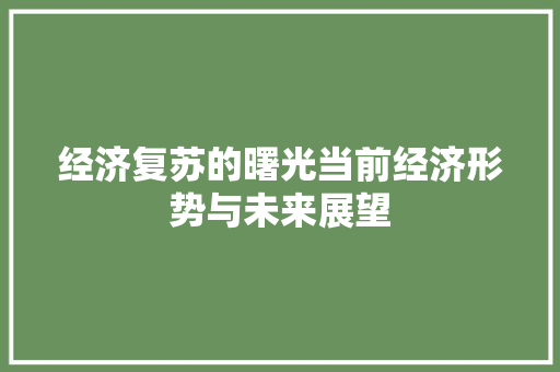 经济复苏的曙光当前经济形势与未来展望 经济复苏的曙光当前经济形势与未来展望
