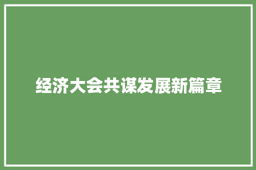 经济大会共谋发展新篇章 经济大会共谋发展新篇章