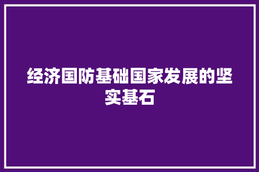 经济国防基础国家发展的坚实基石 经济国防基础国家发展的坚实基石