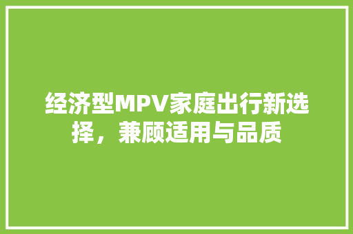 经济型MPV家庭出行新选择,兼顾适用与品质 经济型MPV家庭出行新选择,兼顾适用与品质