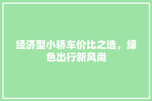 经济型小轿车价比之选,绿色出行新风尚 经济型小轿车价比之选,绿色出行新风尚