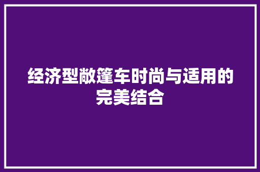 经济型敞篷车时尚与适用的完美结合 经济型敞篷车时尚与适用的完美结合