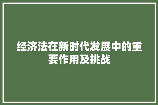 经济法在新时代发展中的重要作用及挑战 经济法在新时代发展中的重要作用及挑战