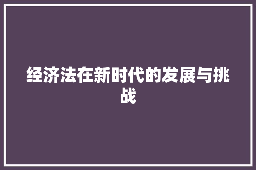 经济法在新时代的发展与挑战 经济法在新时代的发展与挑战