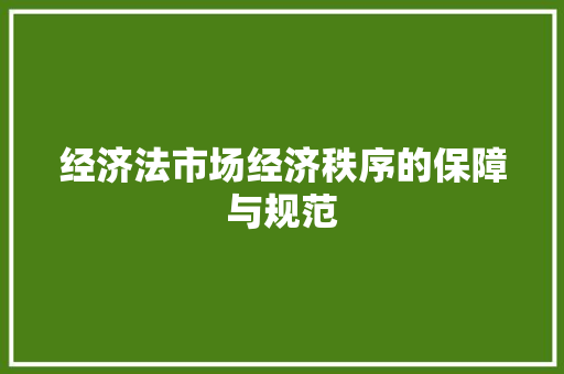 经济法市场经济秩序的保障与规范 经济法市场经济秩序的保障与规范
