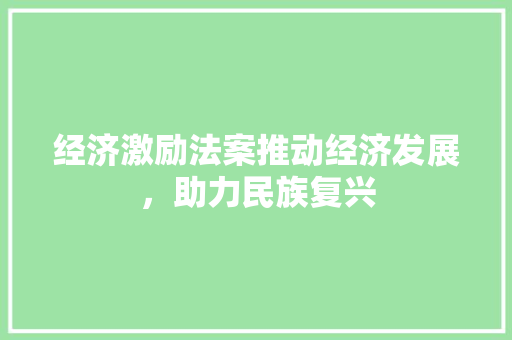 经济激励法案推动经济发展,助力民族复兴 经济激励法案推动经济发展,助力民族复兴