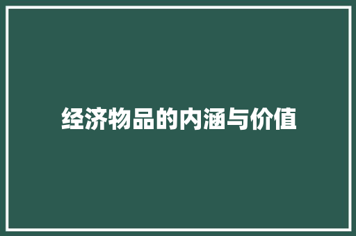 经济物品的内涵与价值 经济物品的内涵与价值