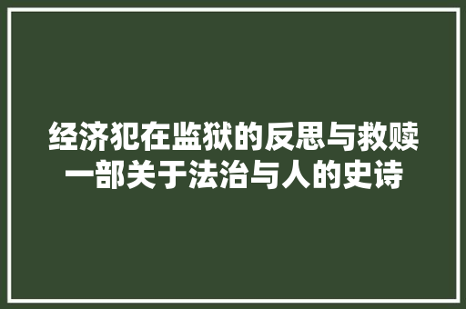 经济犯在监狱的反思与救赎一部关于法治与人的史诗 经济犯在监狱的反思与救赎一部关于法治与人的史诗
