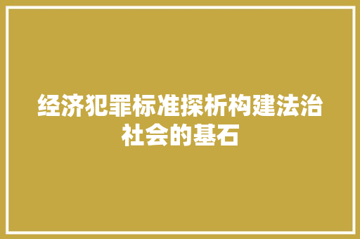 经济犯罪标准探析构建法治社会的基石 经济犯罪标准探析构建法治社会的基石