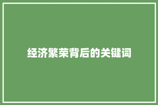 经济繁荣背后的关键词 经济繁荣背后的关键词