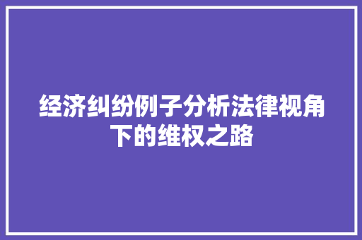 经济纠纷例子分析法律视角下的维权之路 经济纠纷例子分析法律视角下的维权之路