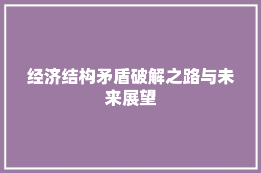 经济结构矛盾破解之路与未来展望 经济结构矛盾破解之路与未来展望