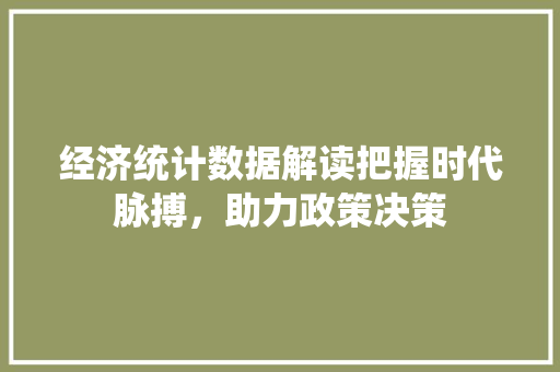 经济统计数据解读把握时代脉搏,助力政策决策 经济统计数据解读把握时代脉搏,助力政策决策