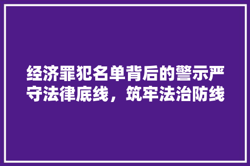 经济罪犯名单背后的警示严守法律底线,筑牢法治防线 经济罪犯名单背后的警示严守法律底线,筑牢法治防线