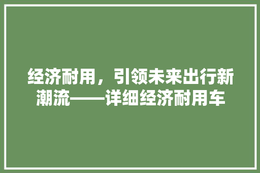 经济耐用,引领未来出行新潮流——详细经济耐用车 经济耐用,引领未来出行新潮流——详细经济耐用车