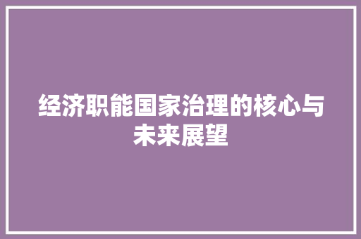 经济职能国家治理的核心与未来展望 经济职能国家治理的核心与未来展望