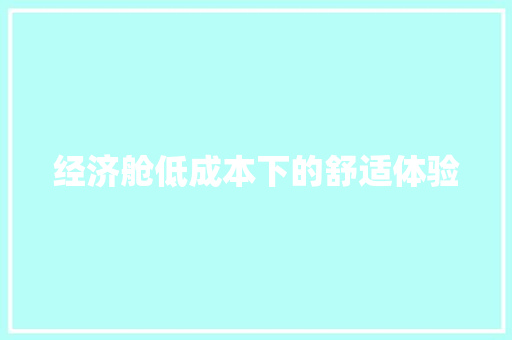 经济舱低成本下的舒适体验 经济舱低成本下的舒适体验