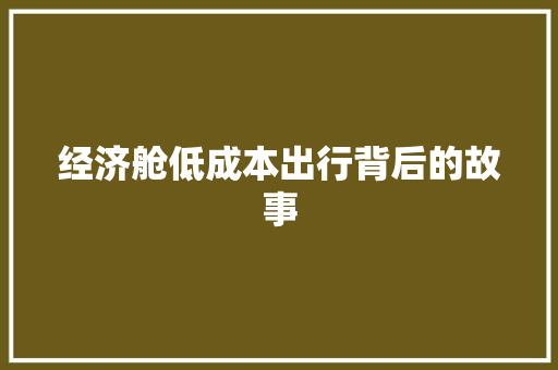 经济舱低成本出行背后的故事 经济舱低成本出行背后的故事
