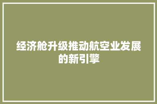 经济舱升级推动航空业发展的新引擎