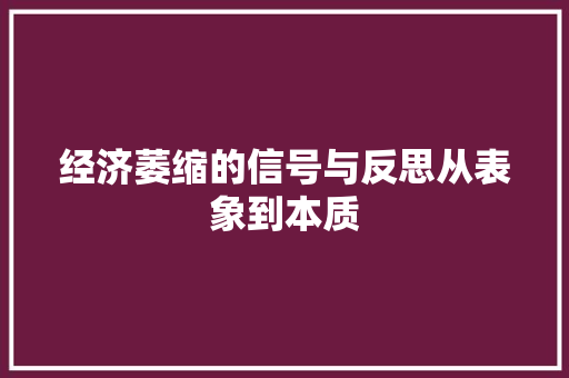 经济萎缩的信号与反思从表象到本质