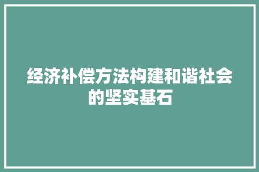 经济补偿方法构建和谐社会的坚实基石 经济补偿方法构建和谐社会的坚实基石