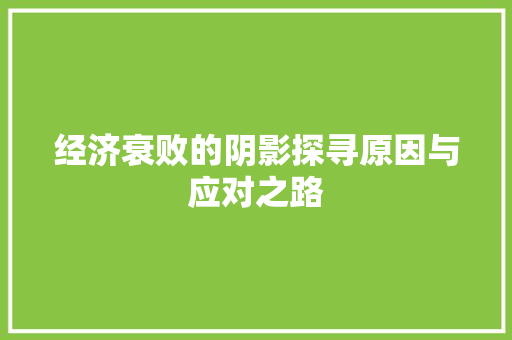 经济衰败的阴影探寻原因与应对之路 经济衰败的阴影探寻原因与应对之路