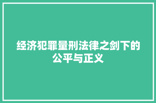 经济犯罪量刑法律之剑下的公平与正义 经济犯罪量刑法律之剑下的公平与正义