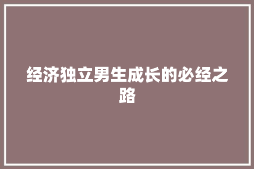 经济独立男生成长的必经之路