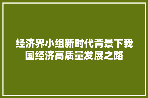 经济界小组新时代背景下我国经济高质量发展之路 经济界小组新时代背景下我国经济高质量发展之路