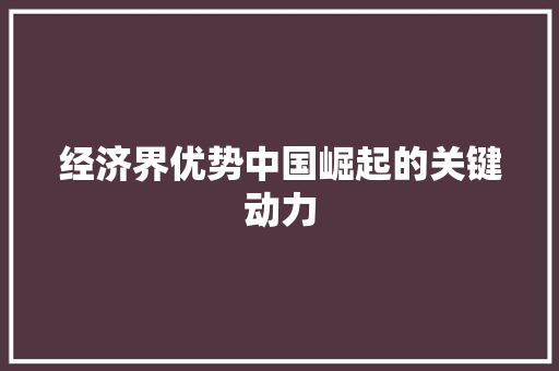 经济界优势中国崛起的关键动力 经济界优势中国崛起的关键动力
