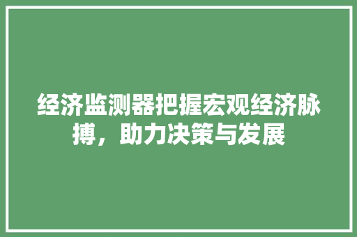 经济监测器把握宏观经济脉搏,助力决策与发展 经济监测器把握宏观经济脉搏,助力决策与发展