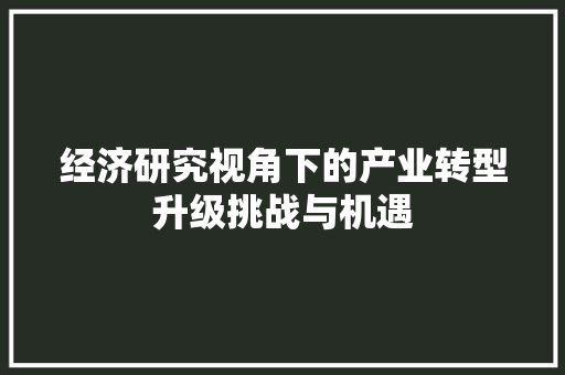 经济研究视角下的产业转型升级挑战与机遇 经济研究视角下的产业转型升级挑战与机遇
