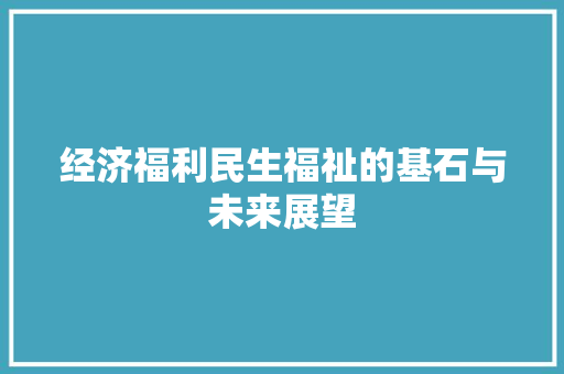 经济福利民生福祉的基石与未来展望 经济福利民生福祉的基石与未来展望