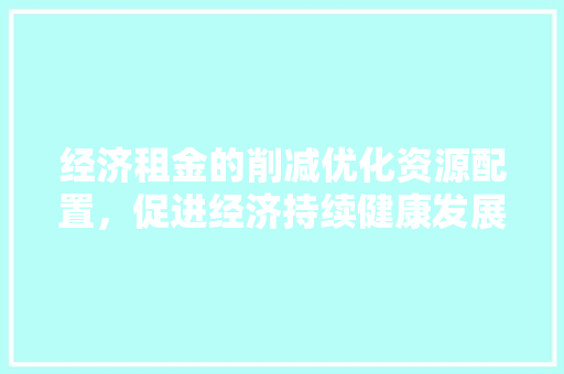 经济租金的削减优化资源配置,促进经济持续健康发展 经济租金的削减优化资源配置,促进经济持续健康发展