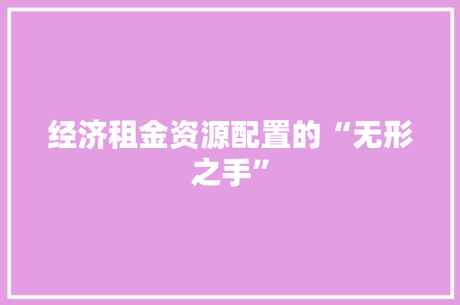 经济租金资源配置的“无形之手” 经济租金资源配置的“无形之手”