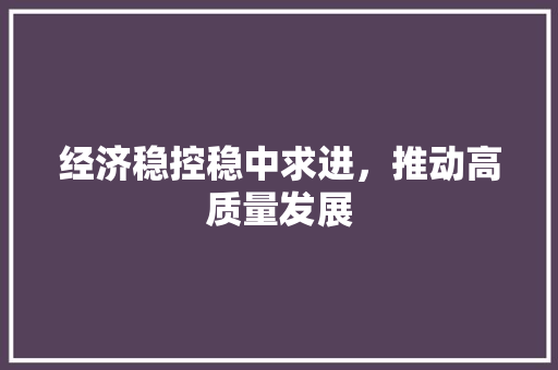 经济稳控稳中求进,推动高质量发展 经济稳控稳中求进,推动高质量发展