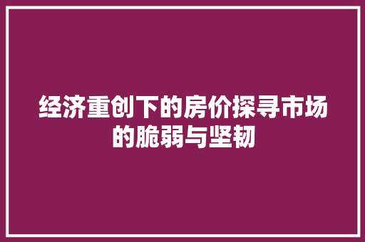 经济重创下的房价探寻市场的脆弱与坚韧 经济重创下的房价探寻市场的脆弱与坚韧