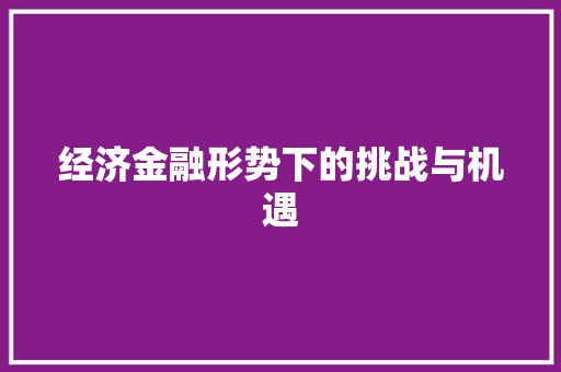经济金融形势下的挑战与机遇 经济金融形势下的挑战与机遇