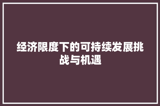 经济限度下的可持续发展挑战与机遇 经济限度下的可持续发展挑战与机遇