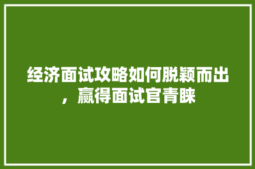 经济面试攻略如何脱颖而出,赢得面试官青睐 经济面试攻略如何脱颖而出,赢得面试官青睐